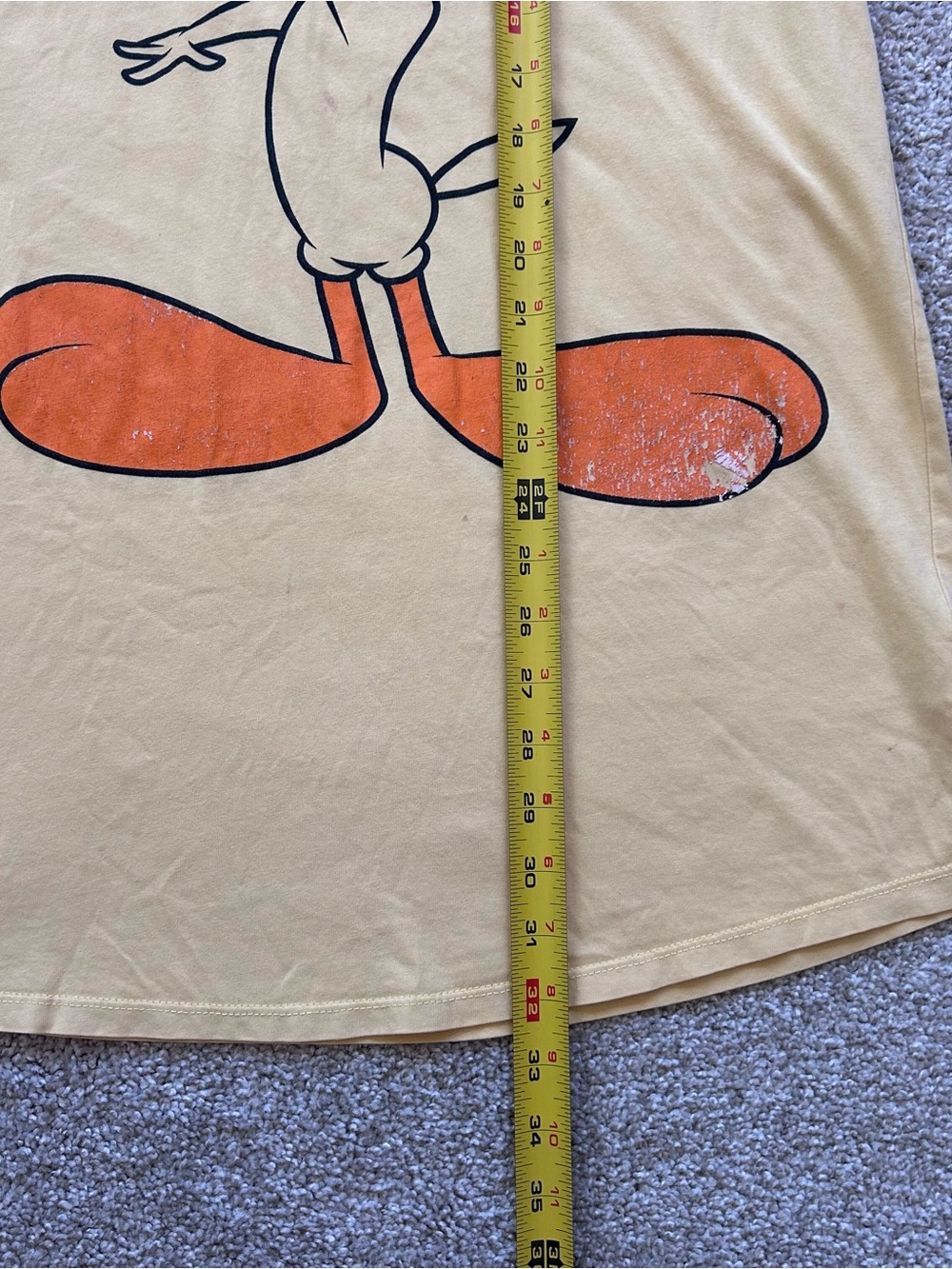 Mens Looney Tunes DeFacto Tweety Bird Graphic T-Shirt Yellow Curved Hem Size XXL - Picture 6 of 9